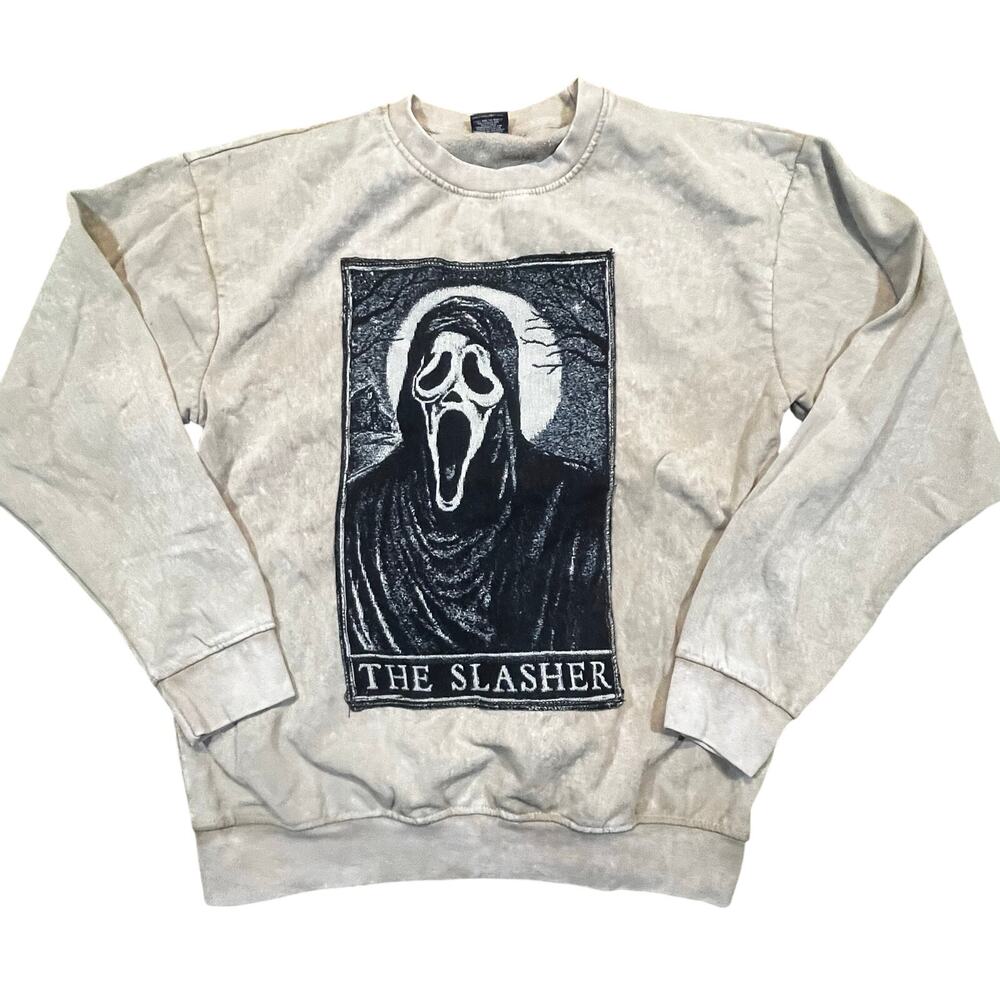 Ghost Face Women M Tapestry Slasher Sweatshirt Horror Halloween Gothic Grunge